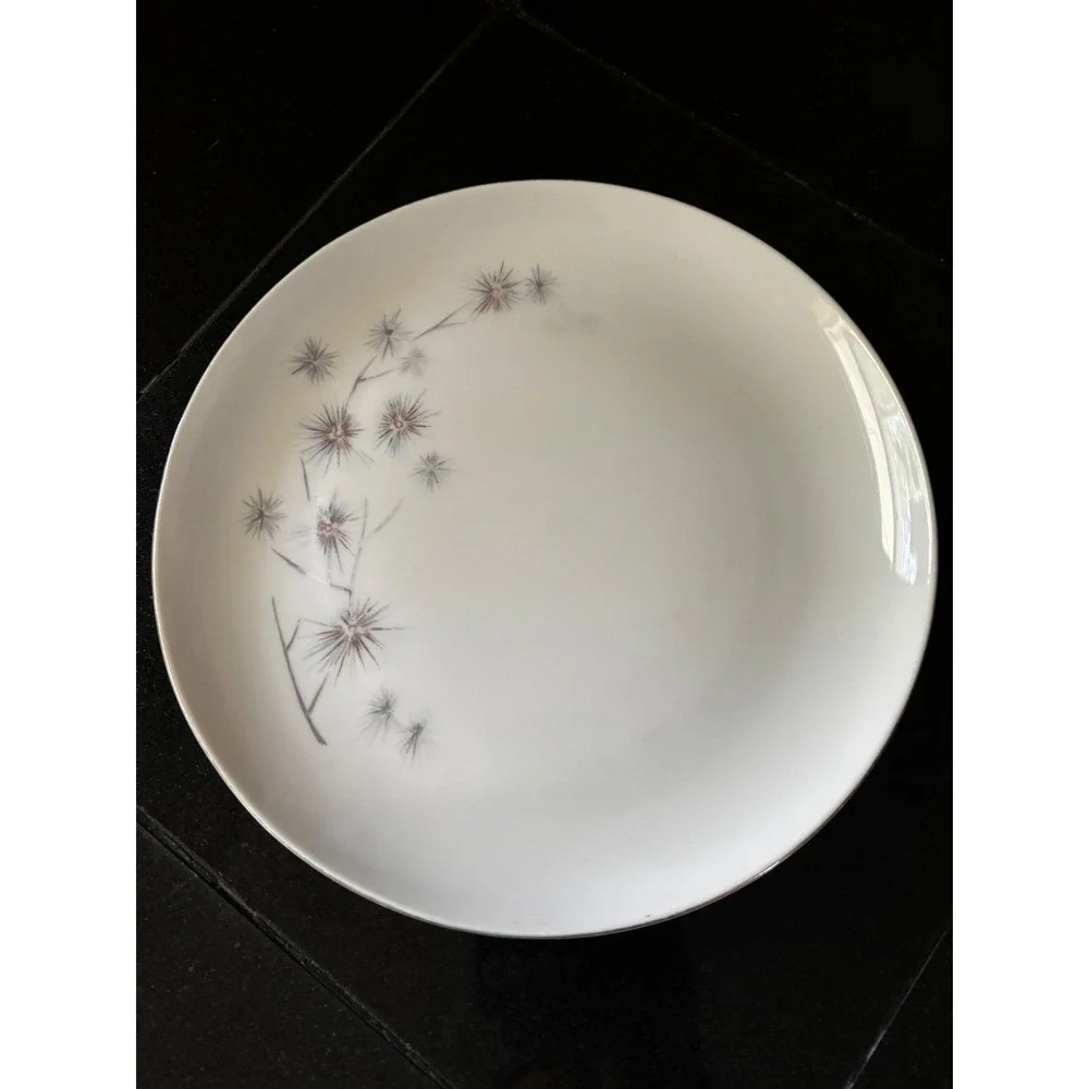 Creative Fine China Platinum Star Burst Dinner Plate Japan MCM Atomic 10.25 Inch